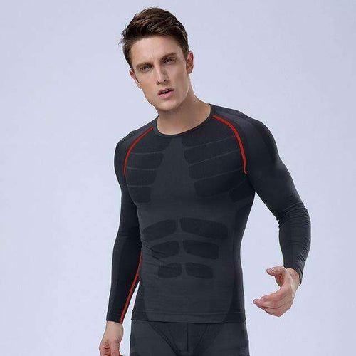 Buy the 2017 Men's Slimming Long Sleeve Compression T-shirt / Black/Red / L. Shop Compression Shirts Online - Kewlioo