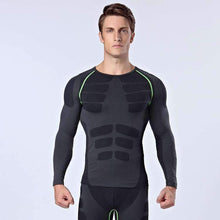 Load image into Gallery viewer, Buy the 2017 Men&#39;s Slimming Long Sleeve Compression T-shirt / Black/Green / L. Shop Compression Shirts Online - Kewlioo
